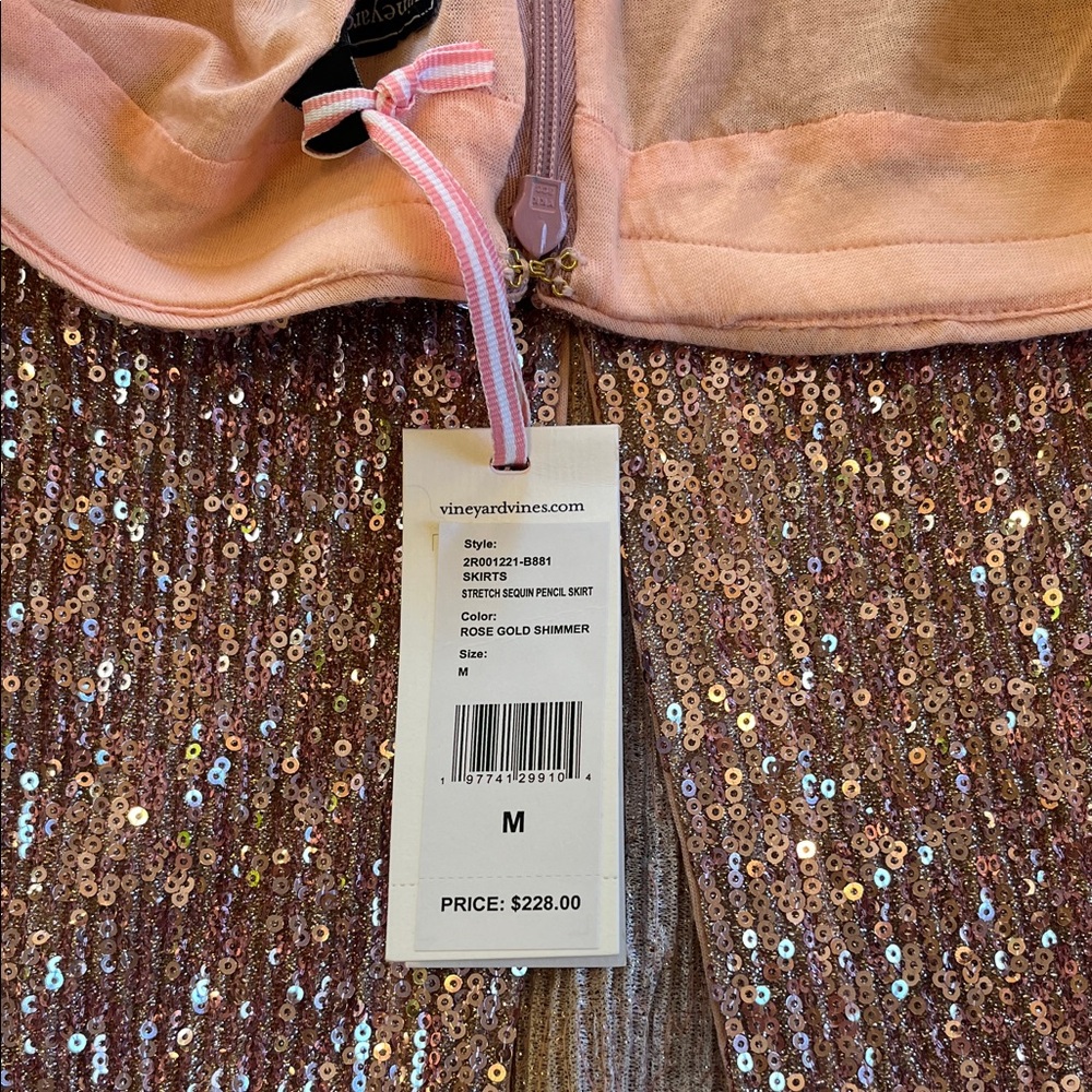 Vineyard Vines Rose Gold Sequin Pencil Skirt - Picture 5 of 5